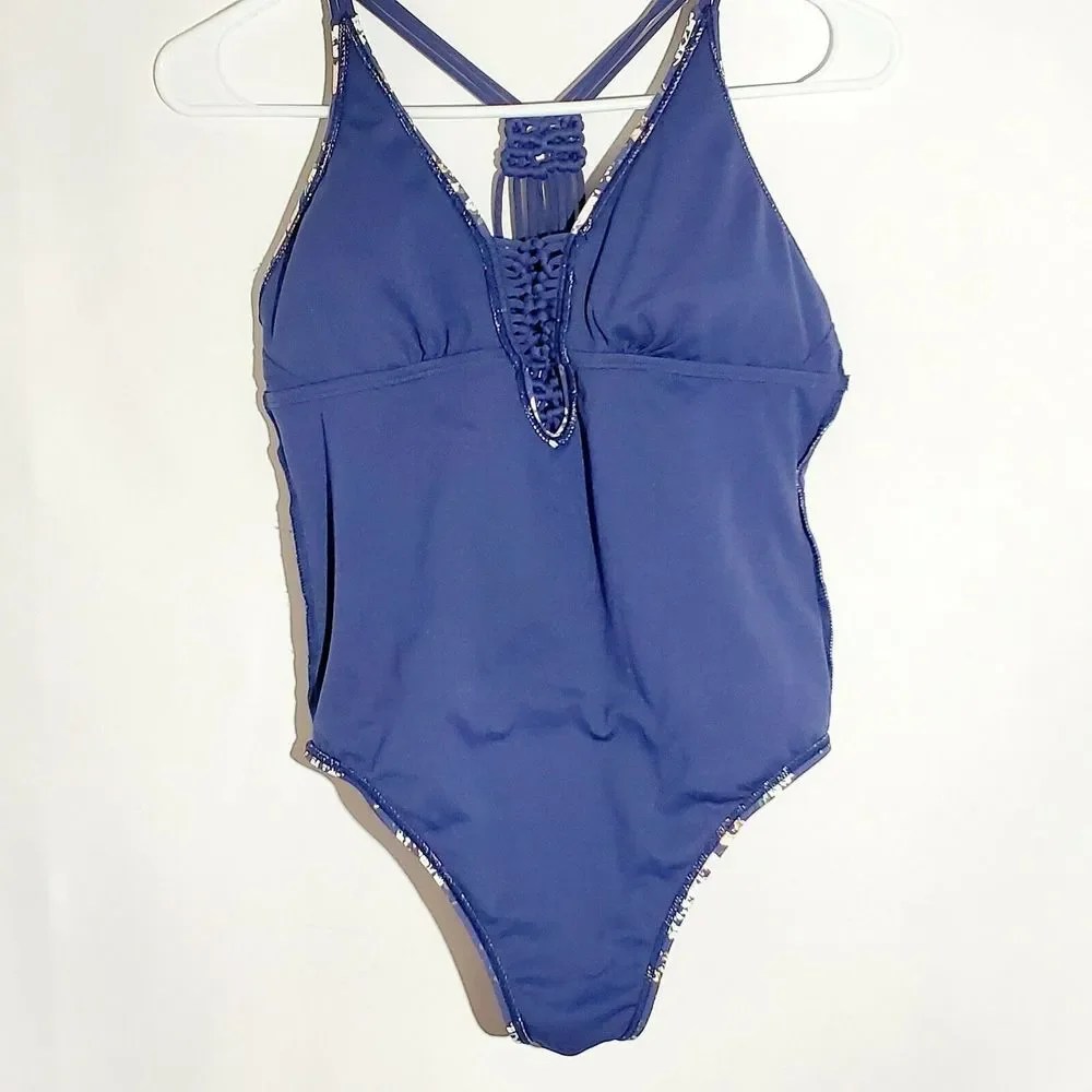 Ambrielle Womens One Piece Swimsuit Sz‎ S Bathing Suit Blue Floral Style M2JA03M